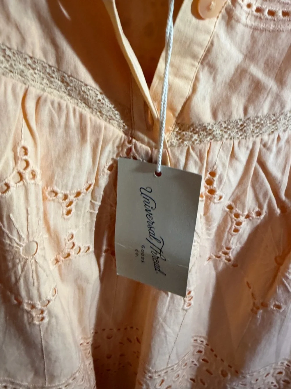 Universal Thread NWT Eyelet Embroidered Mini Dress - Peach/Apricot, Size XS - Picture 4 of 5